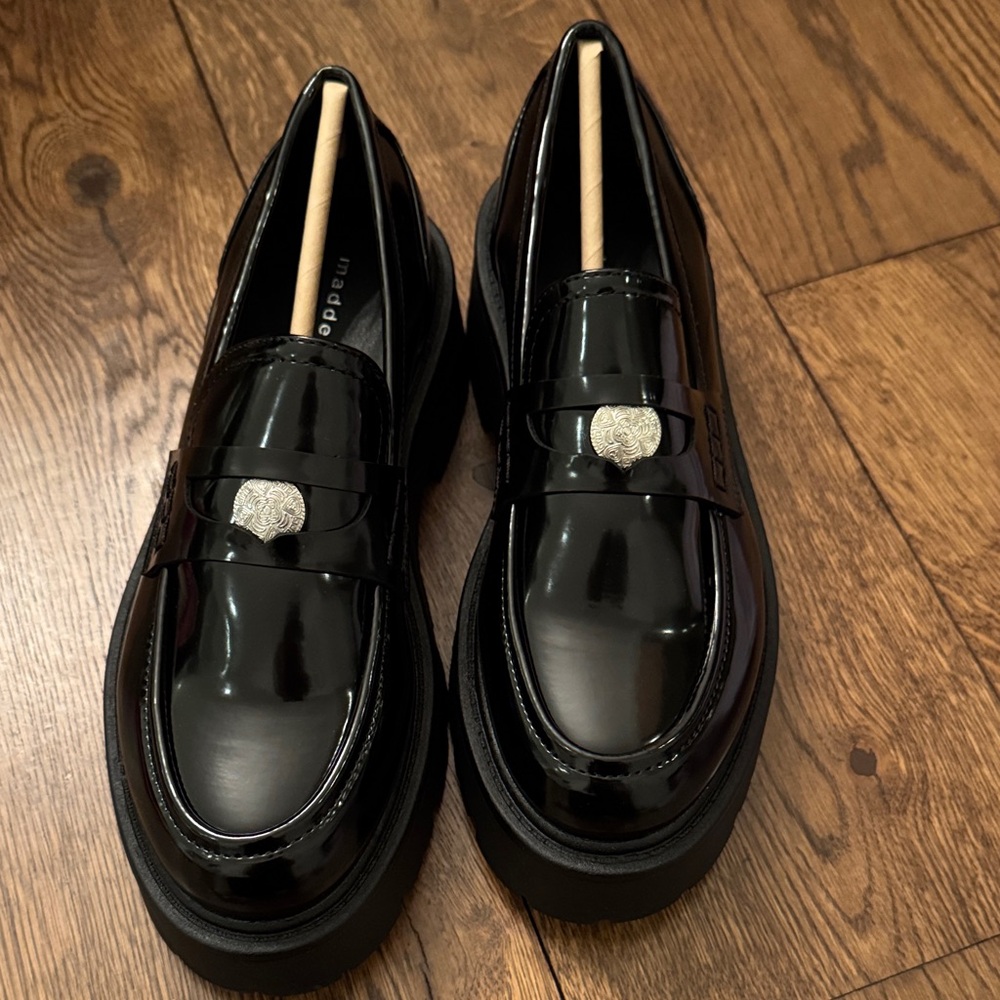 Madden Girl Shiny Black Loafers